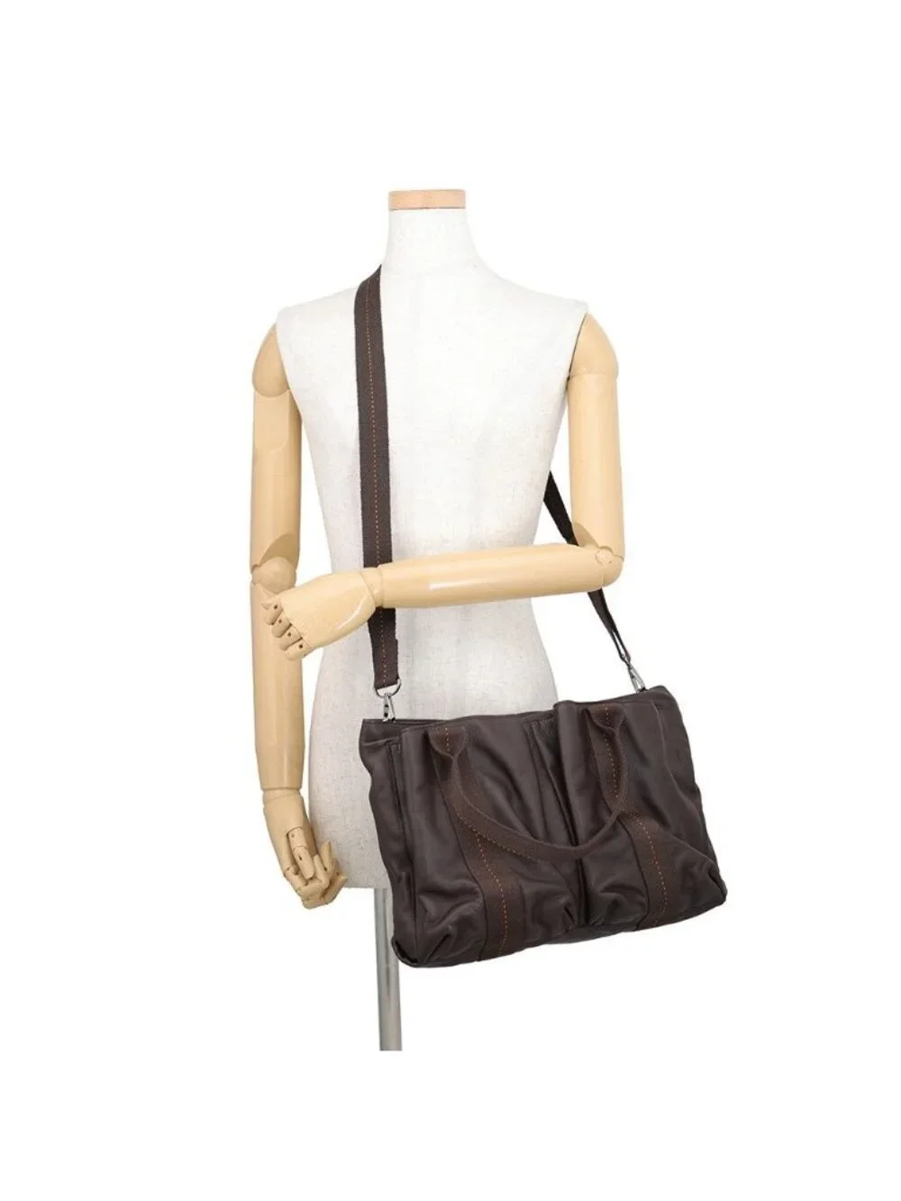 Hermes Tote Bag Caravan Horizontal MM Chocolat Chrome Voderma